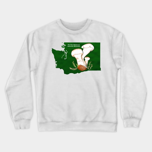 Washington State Mushroom - Matsutake Crewneck Sweatshirt by TursiArt